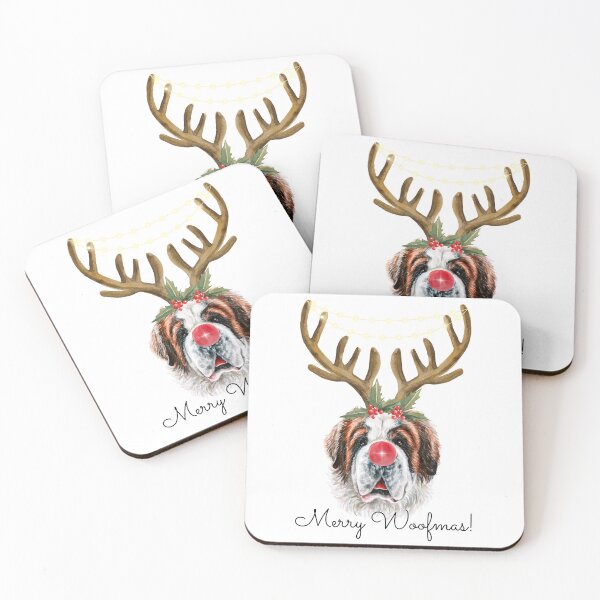 Item preview, Cute Watercolor Christmas St. Bernard Reindeer designed and sold by ZoesPlace.