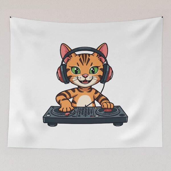 Item preview, DJ Bengal Cat – Cool Cat on the Turntables designed and sold by MzulhilmiZam.