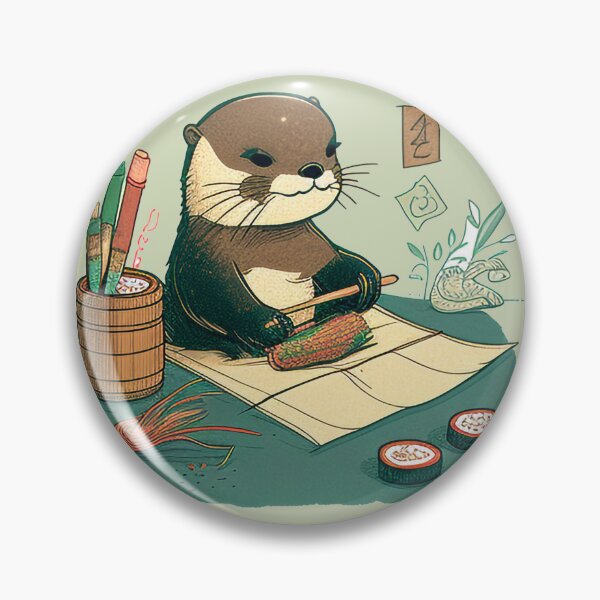 Item preview, Sushi Chef Otter Sticker – Cute Otter Making Japanese Food designed and sold by PaintbrushPlace.