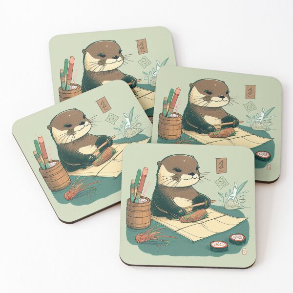 Item preview, Sushi Chef Otter Sticker – Cute Otter Making Japanese Food designed and sold by PaintbrushPlace.