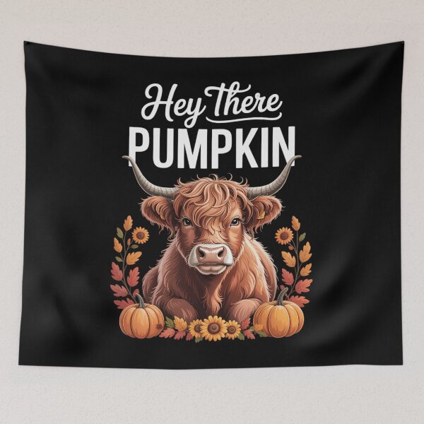 Item preview, Hey There Pumpkin Autumn Highland Cow Fall Leaves Lovers designed and sold by PunkNation-Arts.