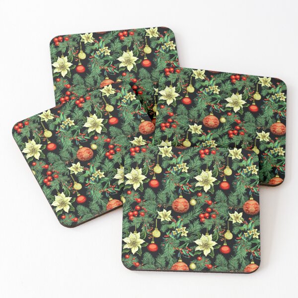 Item preview, Christmas Holly Pattern With Colorful Decorations And Poinsettias designed and sold by DEC02.