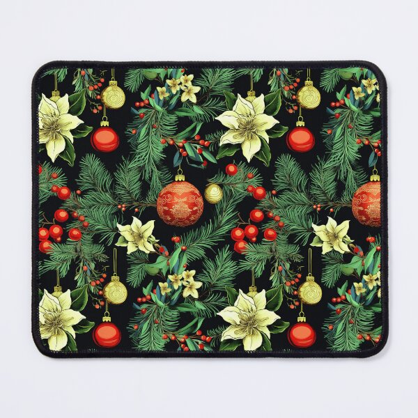 Item preview, Christmas Holly Pattern With Colorful Decorations And Poinsettias designed and sold by DEC02.