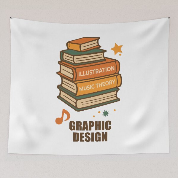 Item preview, Graphic Design Books Stack - Illustration Music Theory Art Student designed and sold by threeABinks.