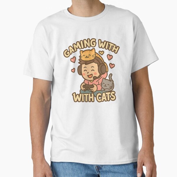 Item preview, Gaming with Cats – Cozy Gamer Design designed and sold by ShirtHatch.