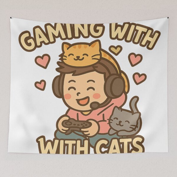 Item preview, Gaming with Cats – Cozy Gamer Design designed and sold by ShirtHatch.