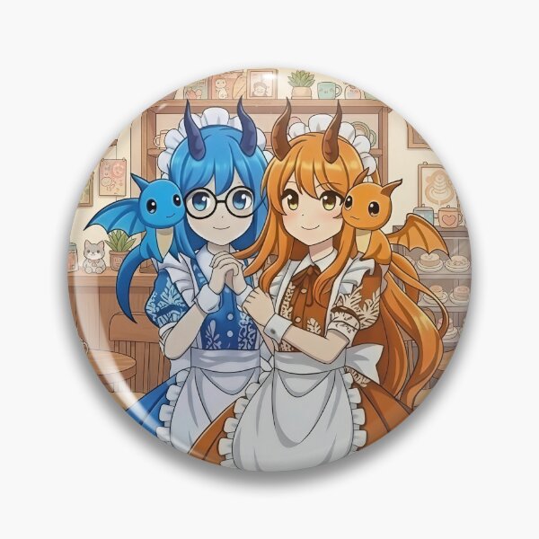 Item preview, Blue and Orange Dragon Maid Duo Art designed and sold by DomeGeekArt.