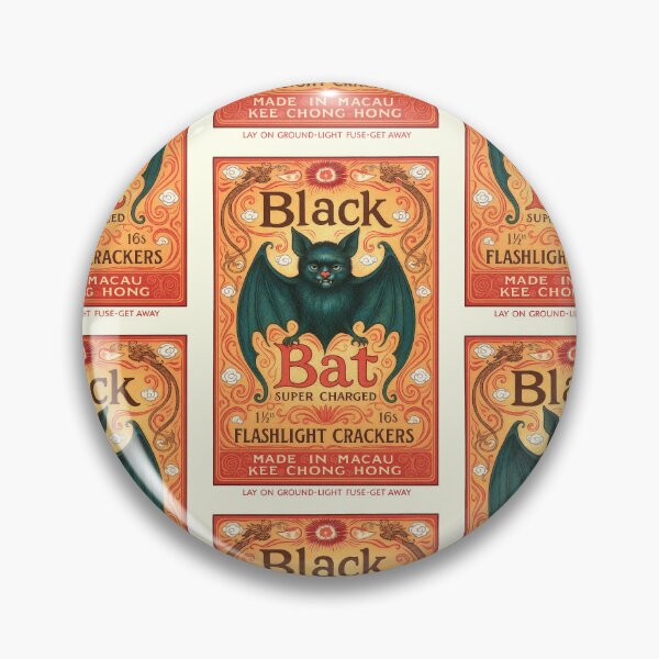 Item preview, 1962 Black Bat Firecracker Label Macau designed and sold by retrographics.