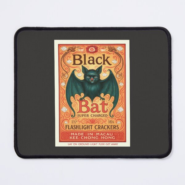 Item preview, 1962 Black Bat Firecracker Label Macau designed and sold by retrographics.