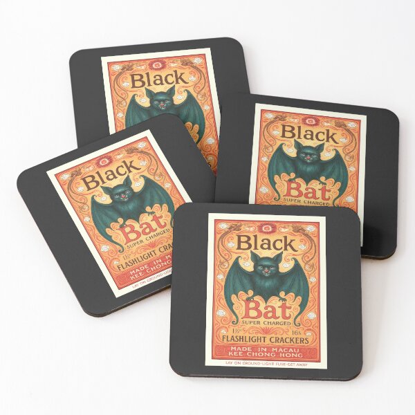 Item preview, 1962 Black Bat Firecracker Label Macau designed and sold by retrographics.