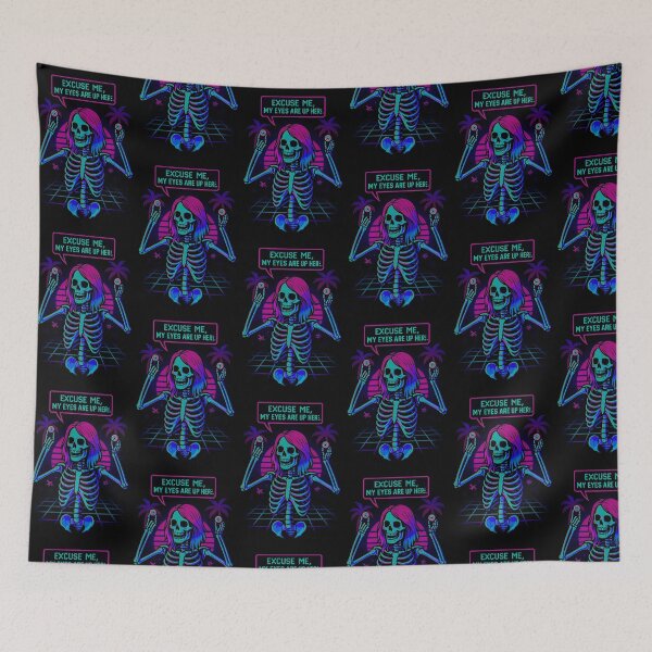 Item preview, Trippy Vaporwave Skeleton Palm Trees designed and sold by graphicnew.