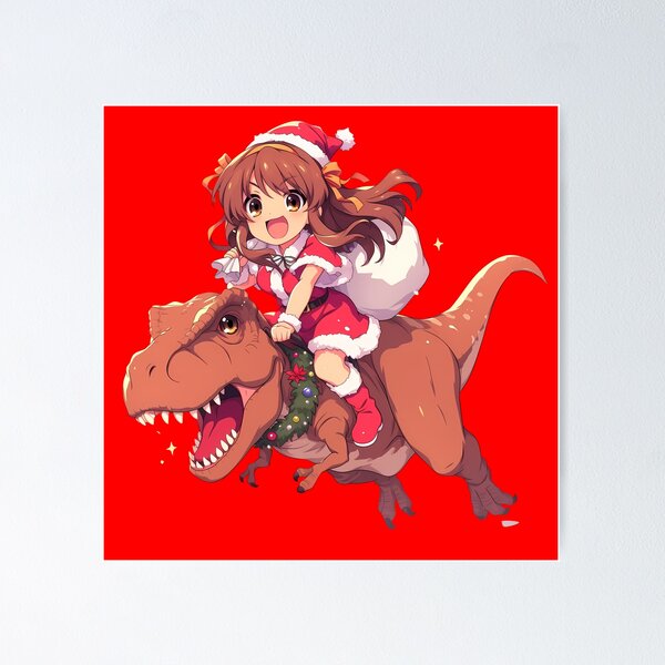 Item preview, Mikuru Asahina The Melancholy Of Haruhi Suzumiya Anime Christmas Dinosaur Santa Claus Kawaii Chibi Style designed and sold by thedarvills.