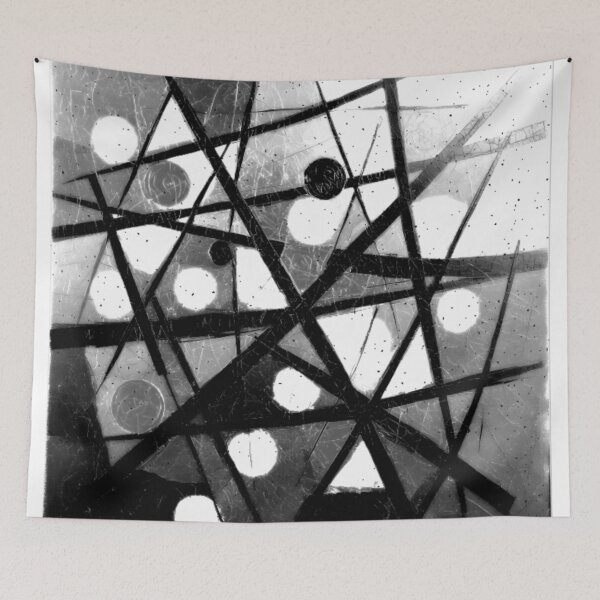 Item preview, circles lines age abstract black and white geometric design designed and sold by SmashingDeals.
