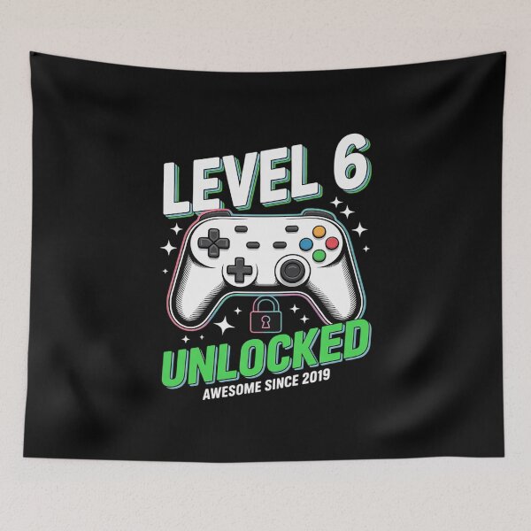 Item preview, Level 6 Unlocked Awesome Since 2019 6th Birthday Gaming Boys  designed and sold by BeetleMalon.