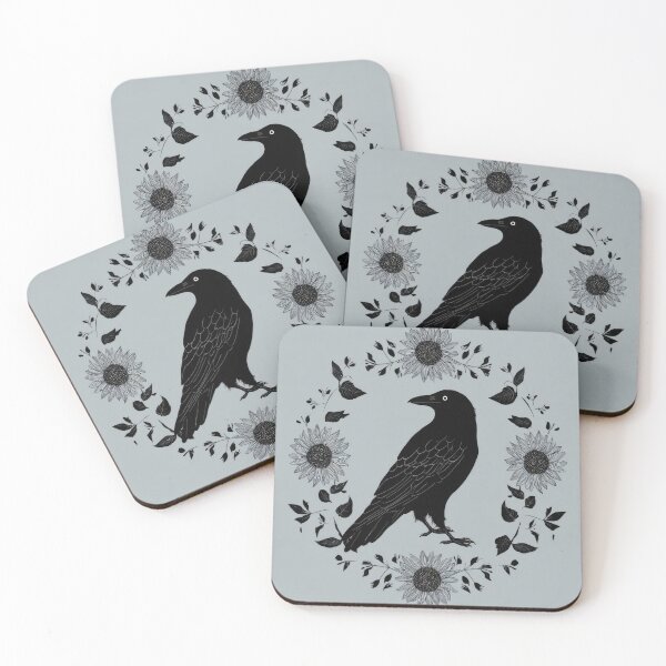 Item preview,  Raven Bird Sunflower  minimalist Gray and Black designed and sold by scicilysimonee.