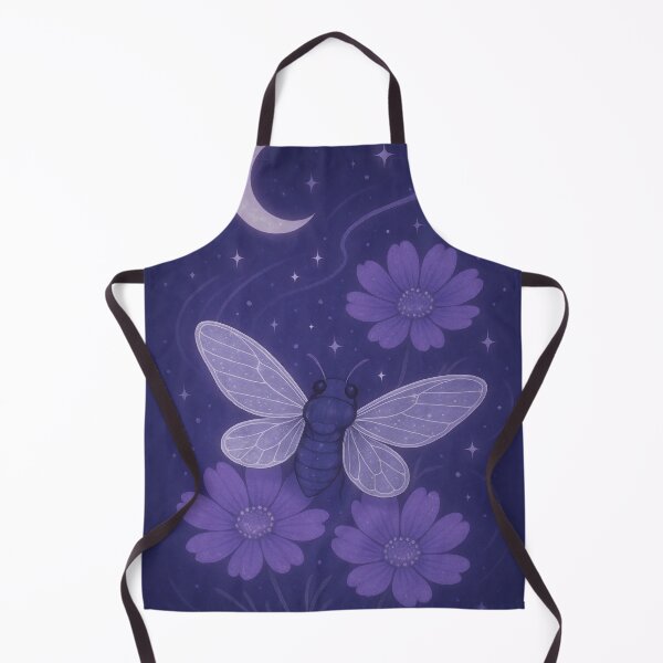 Item preview, Moonlit Cicada & Cosmos Blooms" – Whimsical Night Sky Insect Art designed and sold by Zee's Whimsical Wonders.