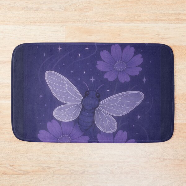 Item preview, Moonlit Cicada & Cosmos Blooms" – Whimsical Night Sky Insect Art designed and sold by Zee's Whimsical Wonders.