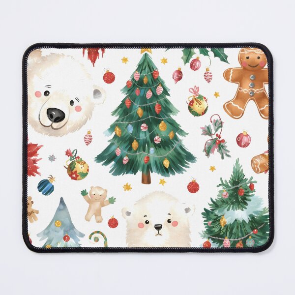 Item preview, seamless pattern cartoon bear and bunny with Christmas tree and Christmas element. Cute Christmas wallpaper for card, gift wrap paper designed and sold by PWDigitalArt.