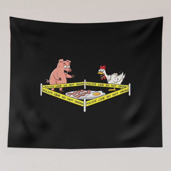 Item preview, Police Line Do Not Cross Pig And Chicken Funny Food designed and sold by LuisGomesRocha.