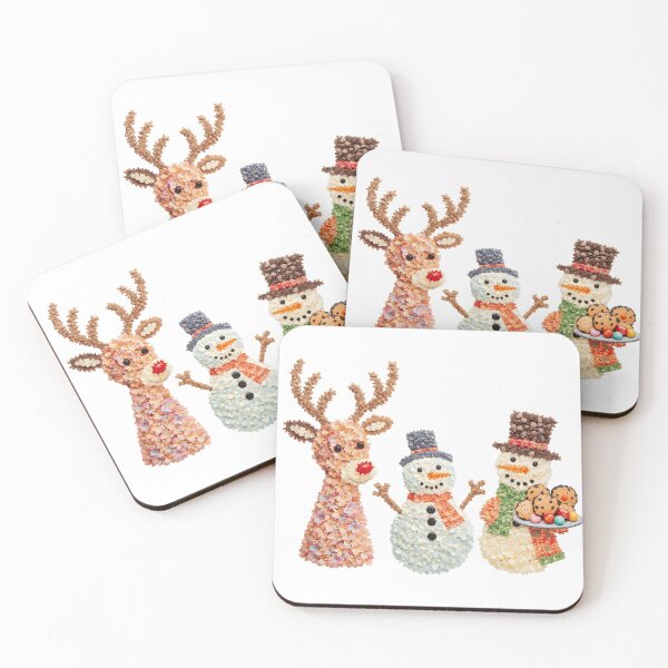 Item preview, Christmas cookies with a snowman, reindeer and a candy cane surrounded by ginger bread hearts designed and sold by PWDigitalArt.