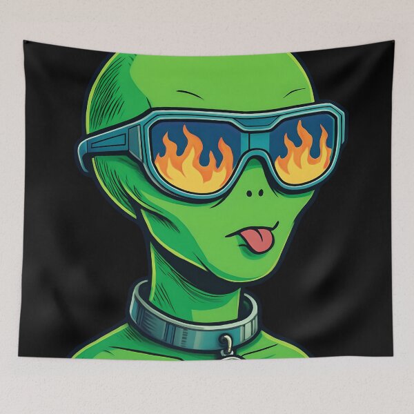 Item preview, Cool Alien with Flame Shades designed and sold by jasperDesigns.