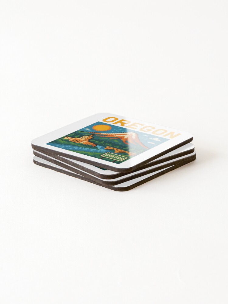 Thumbnail 4 of 5, Coasters (Set of 4), Oregon: Insert Nature to Continue designed and sold by RiotPixels.