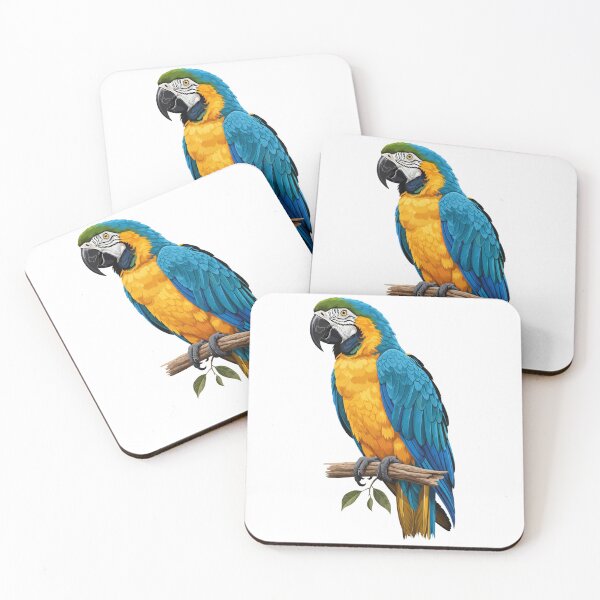 Aperçu de l'œuvre Ara bleu et jaune – Impression d'art d'oiseau exotique tropical créée et vendue par MrCodeXZ.