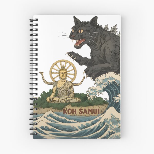 Item preview, Novelty Funny Koh Samui Catzilla Japanese Cat Art  designed and sold by HKPixelArt.