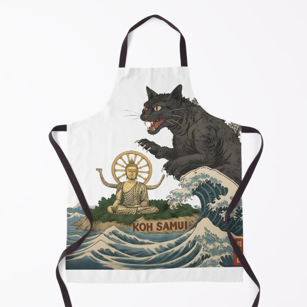 Item preview, Novelty Funny Koh Samui Catzilla Japanese Cat Art  designed and sold by HKPixelArt.