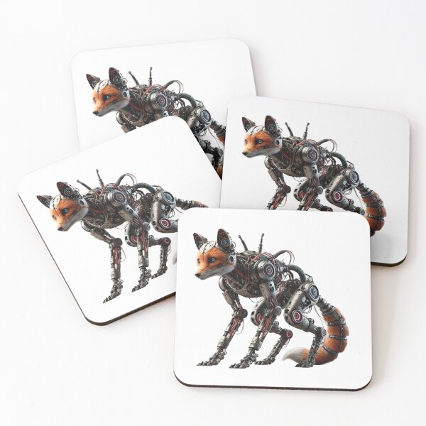 Item preview, Analog Biomechanical Fox – Industrial Cyber Animal with Exposed Mechanics designed and sold by CelticSoulShop.