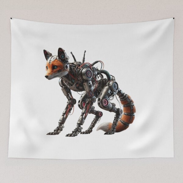 Item preview, Analog Biomechanical Fox – Industrial Cyber Animal with Exposed Mechanics designed and sold by CelticSoulShop.