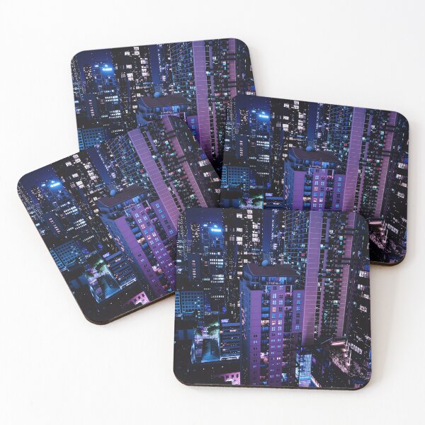 Item preview, Melbourne skyline in purple with cyberpunk vibes designed and sold by ellcam.