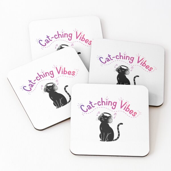 Item preview, Cool Black Cat – Cat-ching Vibes Music Pun designed and sold by Popettte.