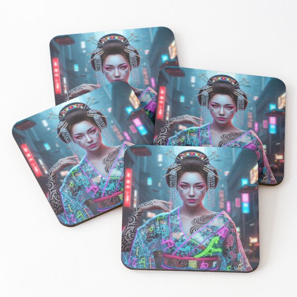 Item preview, Neon Geisha: Tattooed Queen of Cyberpunk designed and sold by JapanNeoArt.