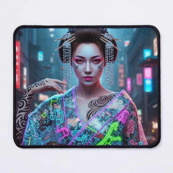 Item preview, Neon Geisha: Tattooed Queen of Cyberpunk designed and sold by JapanNeoArt.
