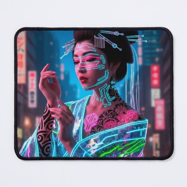 Item preview, Neon Geisha: Tattooed Queen of Cyberpunk designed and sold by JapanNeoArt.