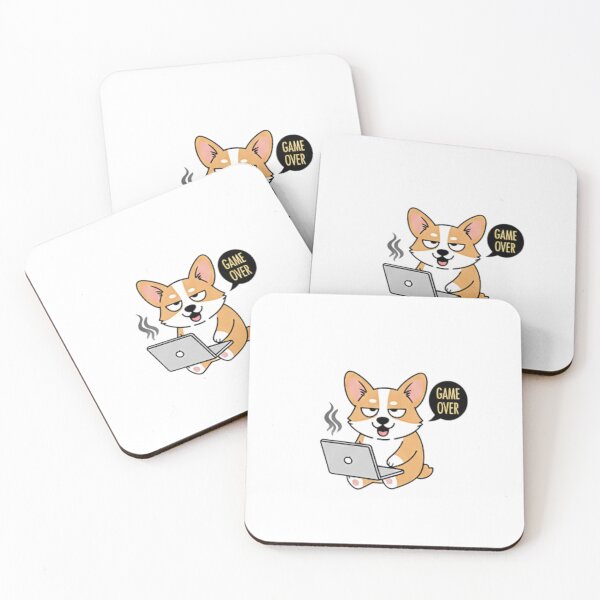 Item preview, cute, tired dog working on laptop designed and sold by bindusingla.