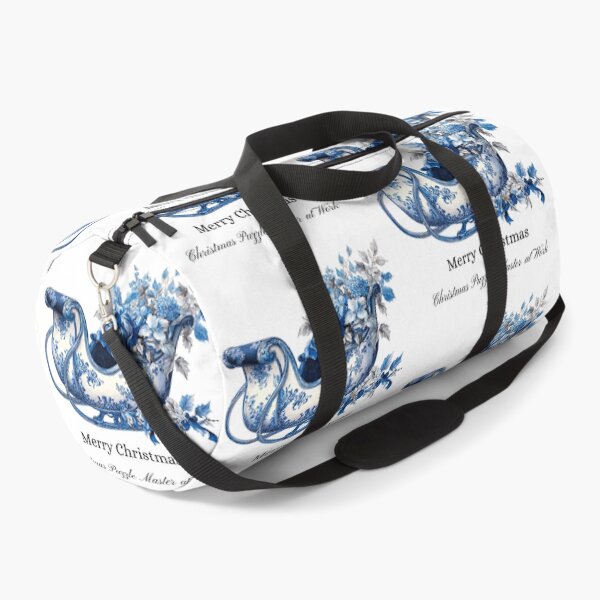 Item preview, Royal Blue Chinoiserie Sleigh with Winter Florals and Gifts designed and sold by Anastasiia Yurevych.