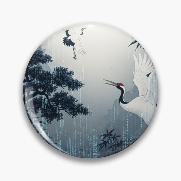 Item preview, Digital Fog: Cranes in a Code Mist designed and sold by JapanNeoArt.