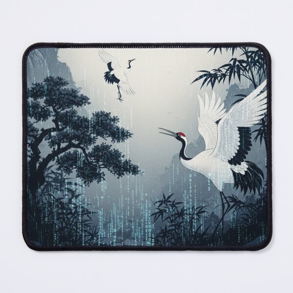 Item preview, Digital Fog: Cranes in a Code Mist designed and sold by JapanNeoArt.