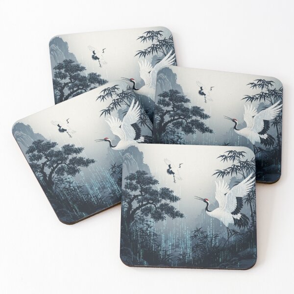 Item preview, Digital Fog: Cranes in a Code Mist designed and sold by JapanNeoArt.