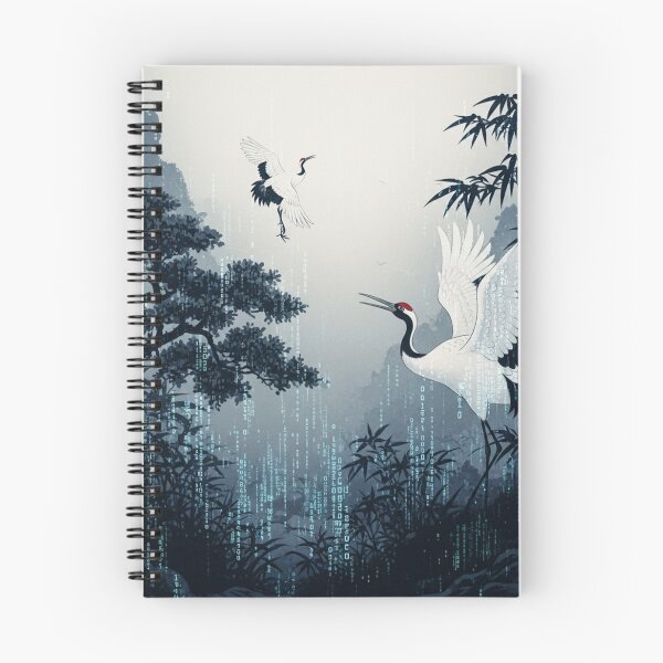 Item preview, Digital Fog: Cranes in a Code Mist designed and sold by JapanNeoArt.