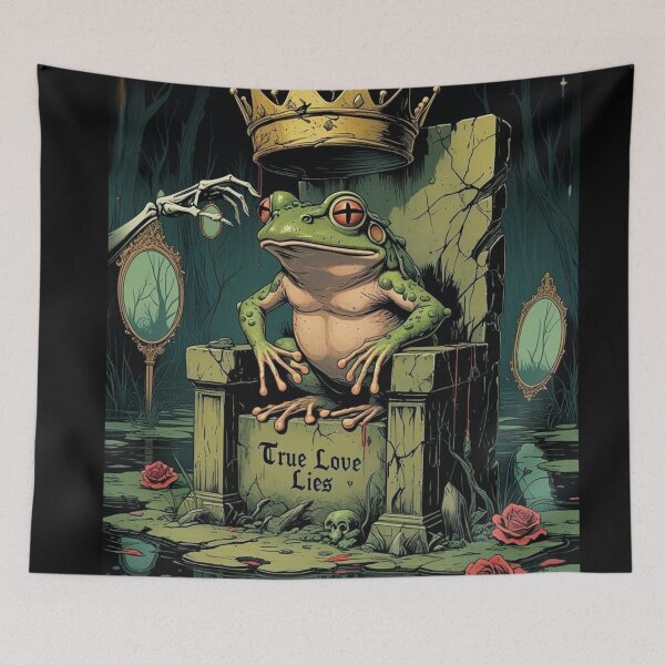 Item preview, The Frog Prince – Cursed Beneath the Crown | Dark Fairytale Gothic Art Print designed and sold by CreepyCurator.