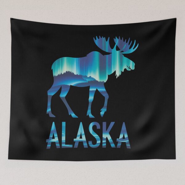 Item preview, Alaskan Moose with Aurora Borealis Snow Scene designed and sold by Bandikonsalez.