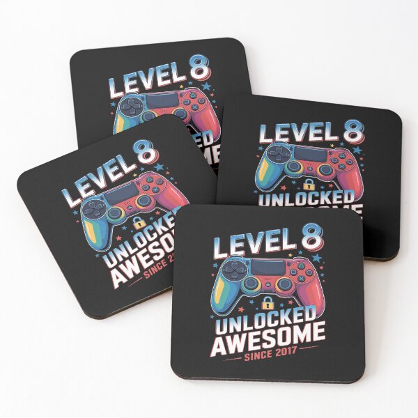 Item preview, Level 8 Unlocked Awesome Since 2017 8th Birthday Gaming 6  designed and sold by BeetleMalon.