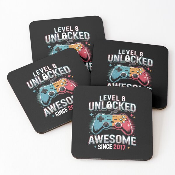 Item preview, Level 8 Unlocked Awesome Since 2017 8th Birthday Gaming  designed and sold by BeetleMalon.