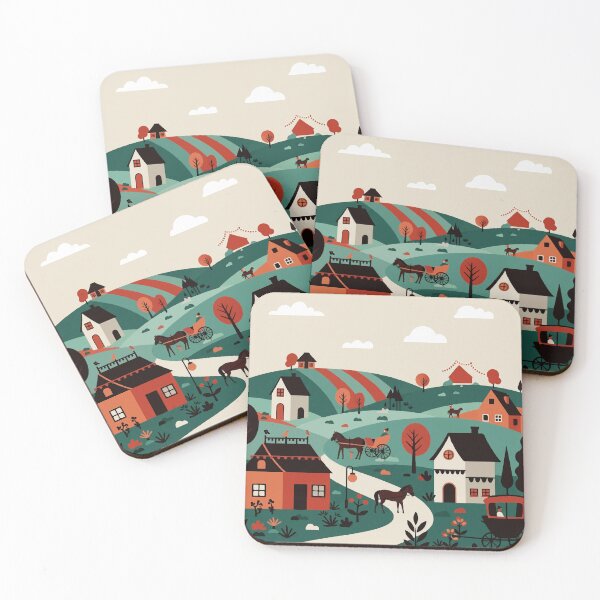 Item preview, A village drawn in an illustration style designed and sold by Design4uStudio.