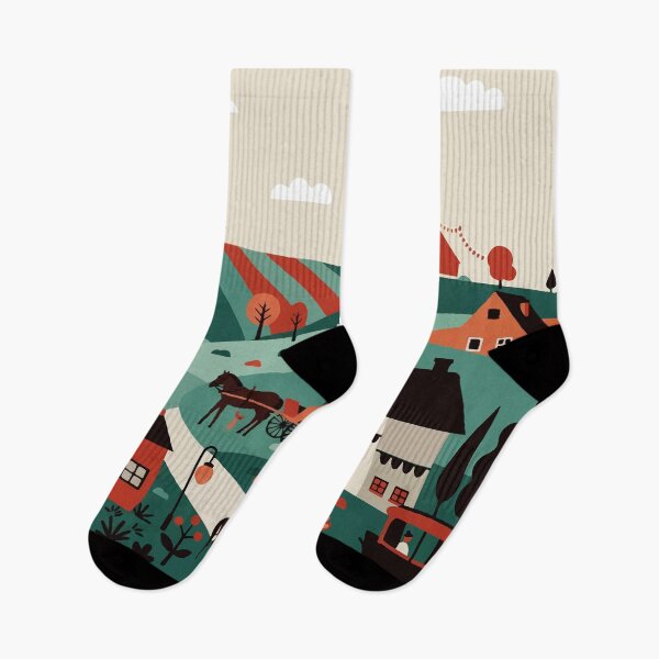Item preview, A village drawn in an illustration style designed and sold by Design4uStudio.