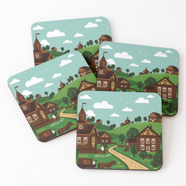 Item preview, A village drawn in an illustration style designed and sold by Design4uStudio.