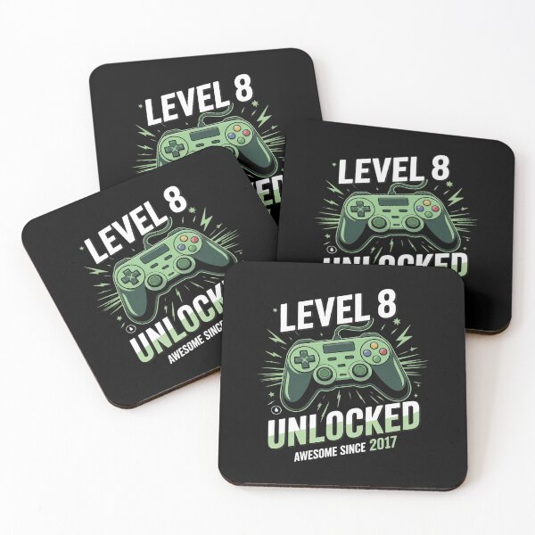 Item preview, Level 8 Unlocked Awesome Since 2017 8th Birthday Gaming Kids  designed and sold by BeetleMalon.